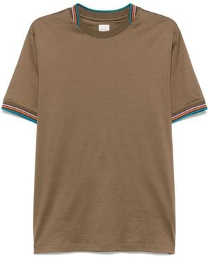 Paul Smith Signature-Stripe Cotton T-Shirt - Brown