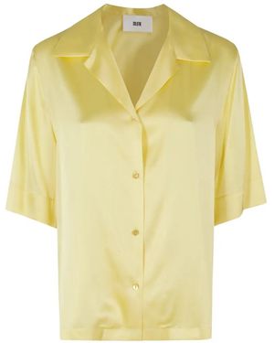 SOLOTRE Satin-Finish Short-Sleeved Shirt - Yellow