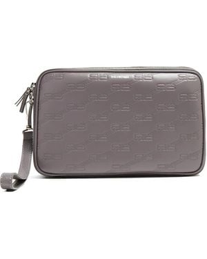 Balenciaga Clutch Con Logo Goffrato - Grigio