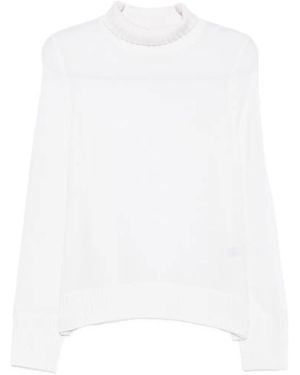 Allude Ribbed-Trim Roll-Neck Jumper - White