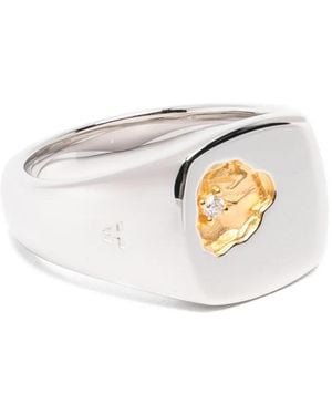 Tom Wood Kleiner Mined Ring Mit Diamant - Weiß