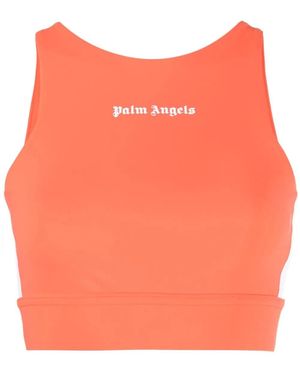 Palm Angels Logo-Print Training Top - Orange