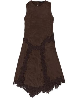 Bimba Y Lola Lace-Trimmed Asymmetrical Dress - Brown