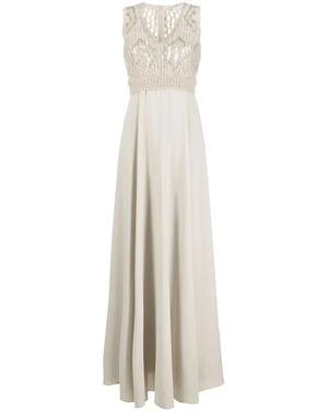 Brunello Cucinelli Abendkleid mit Pailletten - Weiß