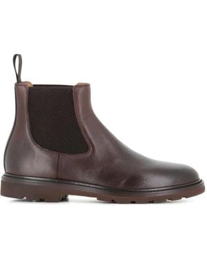 Henderson Elasticated-Panel Leather Boots - Brown