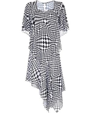 Pushbutton Vestido asimétrico con motivo geométrico - Blanco