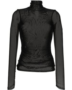 Cinq À Sept Crystal-Embellished Tulle T-Shirt - Black