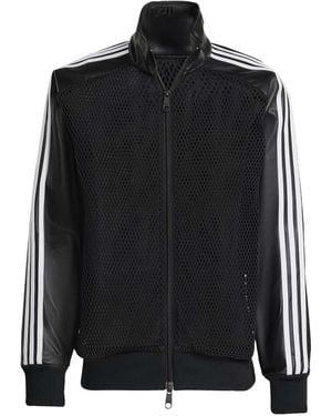 adidas Leather-Paneled Mesh Sweatshirt - Black