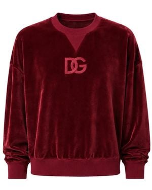 Dolce & Gabbana Logo-Embroidered Velvet-Texture Jumper