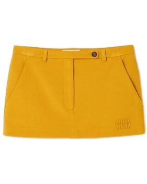 Miu Miu Milano Rib Knit Miniskirt - Yellow
