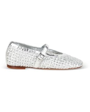 LORENA PAGGI Woven Metallic-Finish Flat Pumps - White