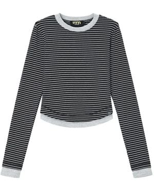 Mini Cream Striped Layered-Effect T-Shirt - Gray