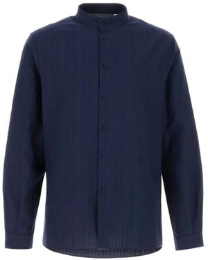 Brunello Cucinelli Mandarin-Collar Shirt - Blue