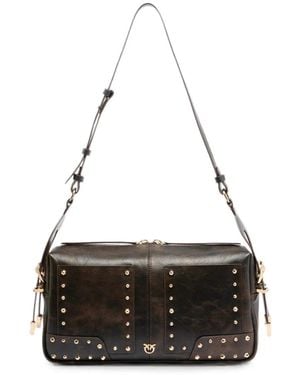 Pinko Studded Leather Shoulder Bag - Black