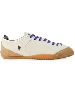 Polo Ralph Lauren Suede-Panelled Logo-Embroidered Trainers - White