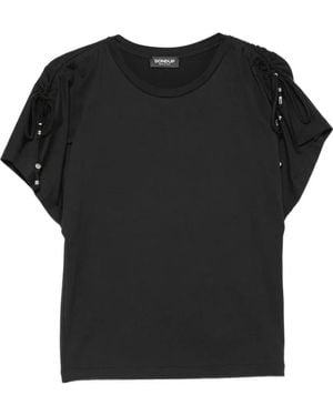 Dondup Drawstring-Sleeve T-Shirt - Black