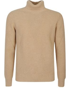 Ballantyne Ribbed Roll-Neck Sweater - Natural