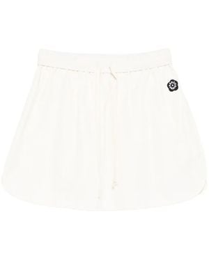 KENZO Logo-Patch Drawstring Mini Skirt - White