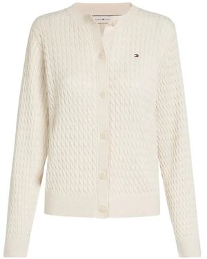 Tommy Hilfiger Embroidered-Logo Cardigan - White