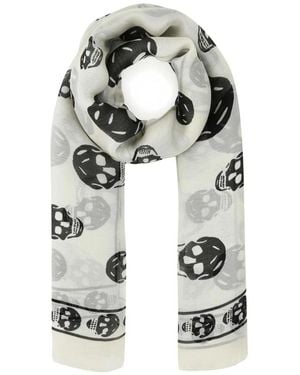 McQueen Foulard Con Stampa - Bianco