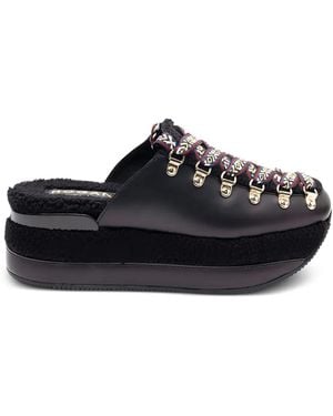 Hogan Mules H466 Con Plataforma - Negro