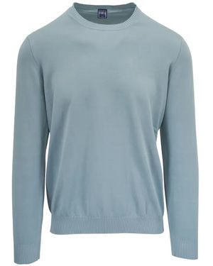 Fedeli Crew-Neck Long-Sleeve Sweater - Blue