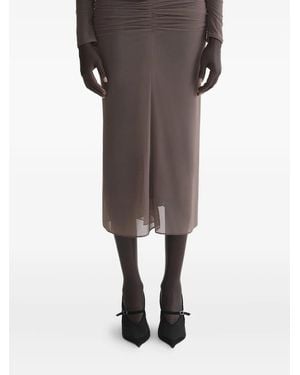 Mugler Gathered Mesh Asymmetrical Skirt - Grey