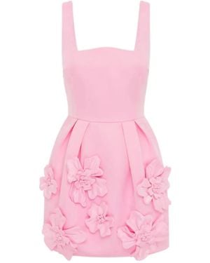 LEO LIN Piper Floral-Detail Square-Neck Mini Dress - Pink
