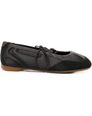 DIESEL Lace-Up Panelled Ballet Flats - Black