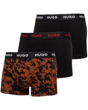 HUGO Logo-Waistband Patterned Trunks (Set Of Three) - Black