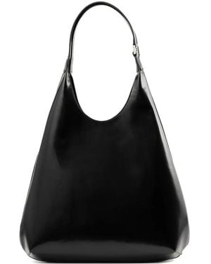 BY FAR Amber Folio Patent Leather Shoulder Bag - Black
