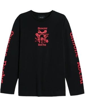 Simone Rocha Graphic-Print Long-Sleeve T-Shirt - Black
