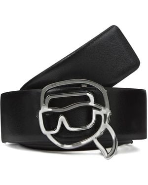 Karl Lagerfeld Reversible Leather Belt - Black
