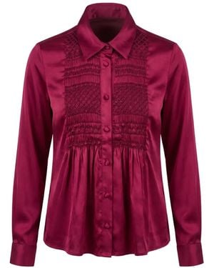 Loretta Caponi Tyra Smocked Shirt - Red