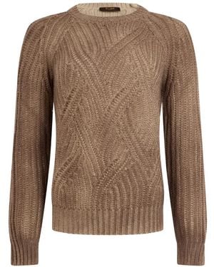 Moorer Maglione Dodecaltec Con Maniche Raglan - Marrone