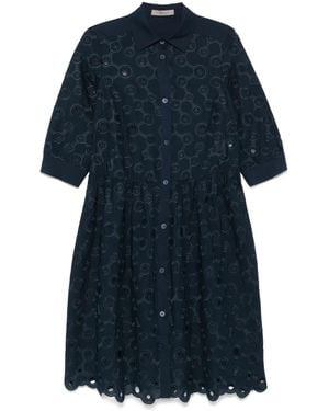 D.exterior Embroidered-Detail Midi Dress - Blue