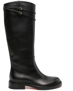 Santoni Knee-Length Leather Boots - Black