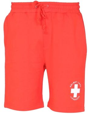 Helmut Lang Drawstring Graphic Shorts - Red