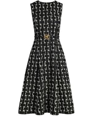Oscar de la Renta Jacquard Woven Midi Dress - Black