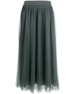 Fabiana Filippi Elasticated-Waist Tulle Midi Skirt - Green