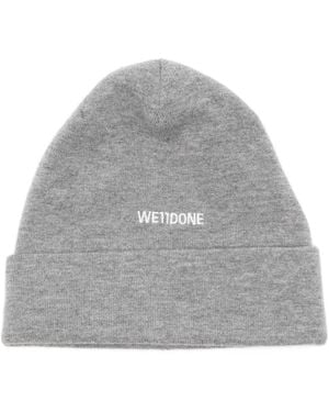 we11done Gorro con logo bordado - Gris