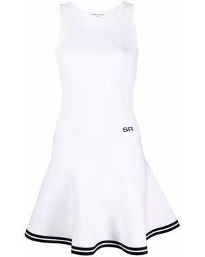 Sonia Rykiel Pointelle Knit Fluted-Skirt Mini Dress - White