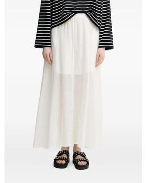Isabelle Blanche Elastic-Waist Flared Midi A-Line Skirt - Black