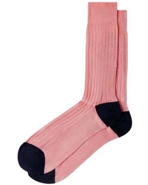 Hackett Ribbed Contrast-Panel Socks - Pink