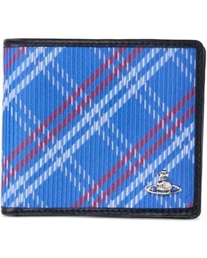 Vivienne Westwood Tartan-Print Orb-Plaque Wallet - Blue