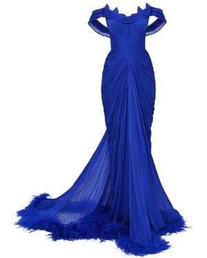 IRIS SERBAN Eleria Ruched Maxi Gown - Blue