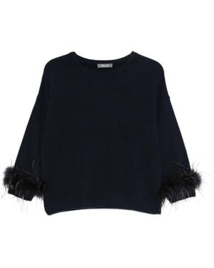 Philo-Sofie Cashmere Jersey Con Ribete De Plumas - Azul