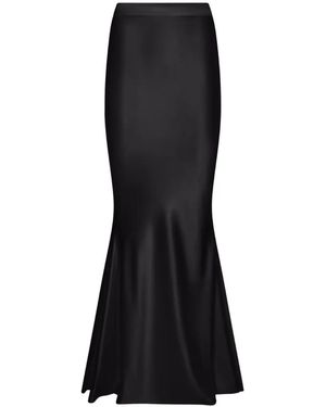 ALEXIA & ANTONIA Bias-Cut Silk Maxi Skirt - Black