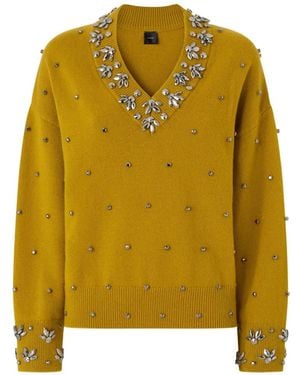 Pinko Pullover Mit Kristallen - Gelb