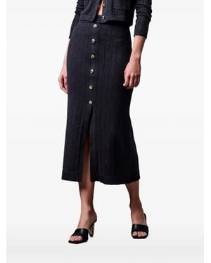 Hevron Mia Ribbed-Knit Skirt - Black